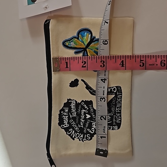 Hand Crafted makeup bag Canvas Pencil case Iron applique Handmade Travel purse - Picture 9 of 17